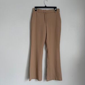 Babaton Aritzia Agency Pants Tan Camel High Waisted Flare Trousers Size 8
